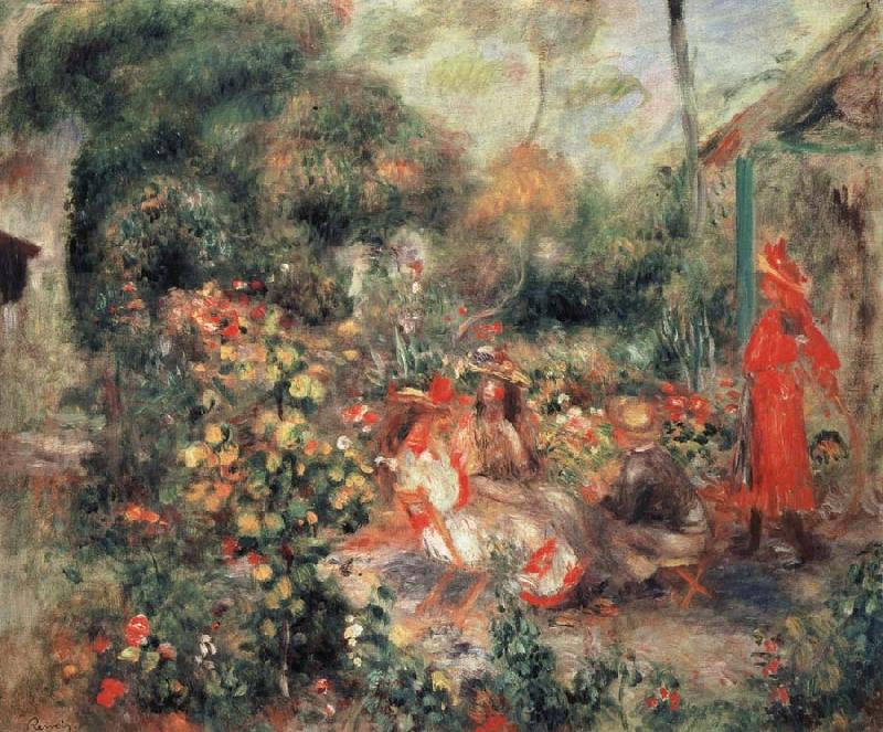 Pierre Renoir Young Girls in a  Garden in Montmartre Germany oil painting art